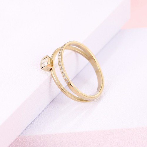 Nhẫn Nữ 2 Lớp Đính Đá Nhân Tạo Titan Ko Đen TT 3564