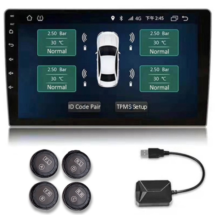 Bộ cảm biến áp suất lốp van ngoài TPMS dùng cho ô tô có màn hình DVD Android - Chip cảm biến Infineon SP40 của Đức
