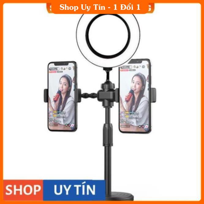 ĐÈN LED LIVESTREAM ĐỂ BÀN MINI TÍCH HỢP 2 GIÁ ĐỠ ĐIỆN THOẠI KIỂU CHỮ T H399
