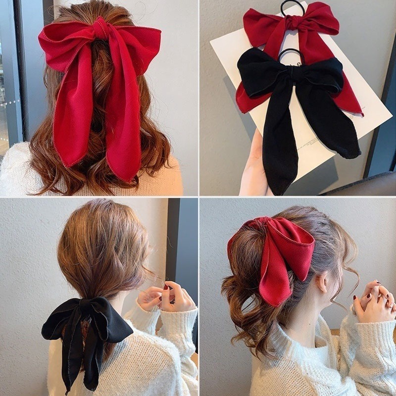 Dây Buộc Tóc Cao Su Phối Nơ Thời Trang Ngọt Ngào Cho Nữ