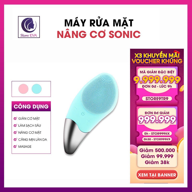 Máy Rửa Mặt Nâng Cơ Sonic Thẩm Thấu Dưỡng Chất, Nâng Cơ Rửa Sạch Bụi Bẩn Làm Mịn Da Bảo Hành [6 THÁNG]