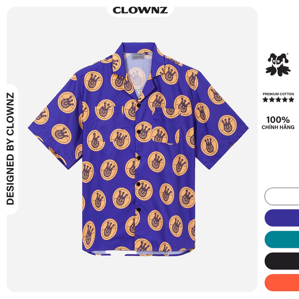 Áo sơ mi local brand Clownz Headshot Short tay lỡ unisex, form rộng nhiều màu  (xanh dương/xanh lá/vàng) | BigBuy360 - bigbuy360.vn