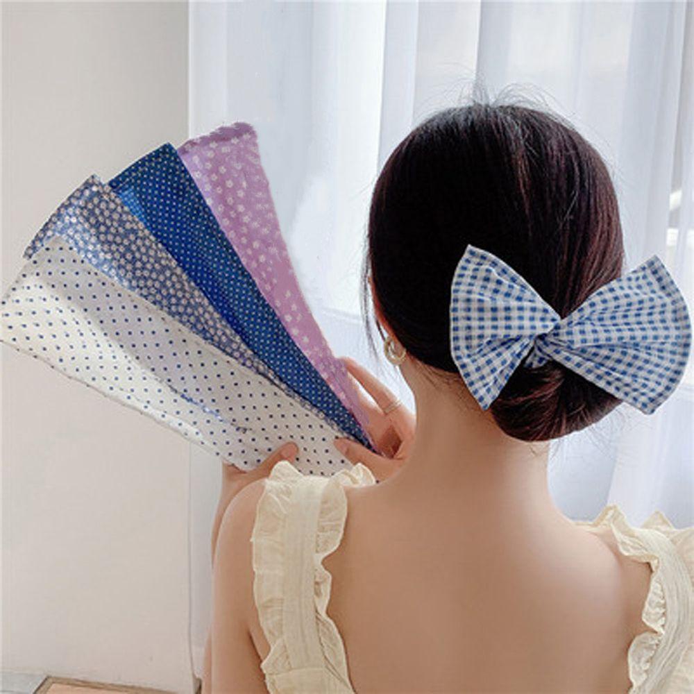 Dụng Cụ Búi Tóc Thời Trang Ngọt Ngào In Họa Tiết Kẻ Ô Lưới Hoa Dành Cho Bạn Gái