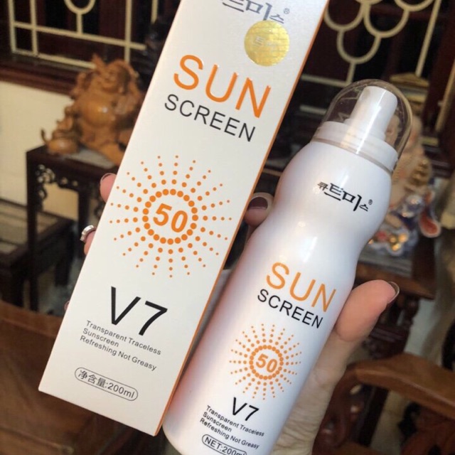 XỊT CHỐNG NẮNG TÒAN THÂN V7 SPRAY SUN SCREEN SPF50 180ml