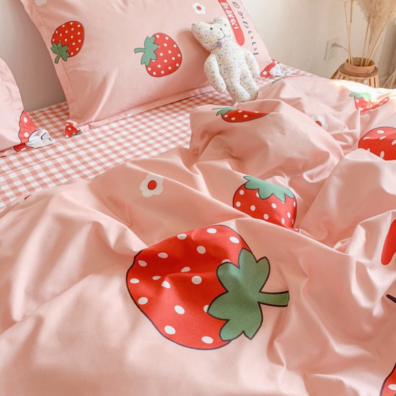 Bộ cotton poly, set cottong poly Dâu Tây nhập khẩu