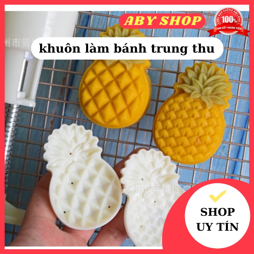 Khuôn trung thu lò xo ⚡ CHẤT LƯỢNG CAO ⚡ khuôn làm bánh trung thu 2 mặt trái dứa 50gr