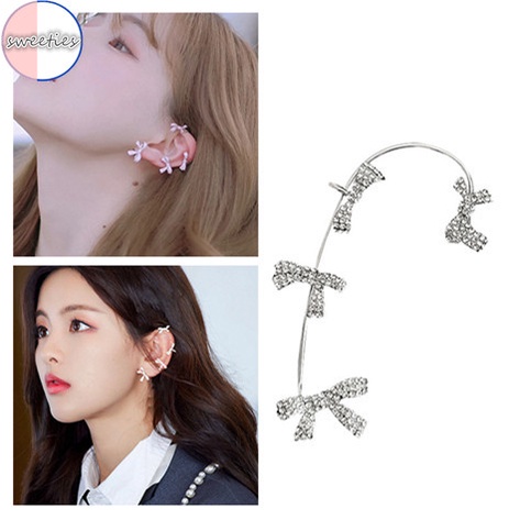 1 Khuyên Tai Hình Nơ Đính Đá Pha Lê Thời Trang Thanh Lịch