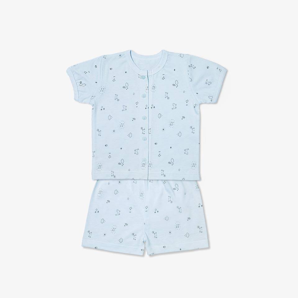 Bộ Sơ Sinh Cộc Tay Nút Giữa MIOMIO, HọaTiết: Thỏ, Sọc, Mèo Mây, Xe Nôi Cho Bé Trai Bé Gái  Vải Cotton