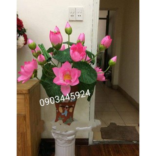 Hoa Sen vải lụa bông to cành cao 110cm - Hoa giả trang trí lọ hoa