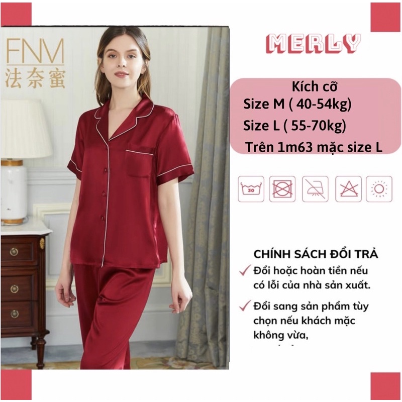 Đồ bộ pijama lụa nữ mặc nhà tay ngắn quần dài mùa hè mango cao cấp bộ đồ ngủ nữ lụa - Merly Official