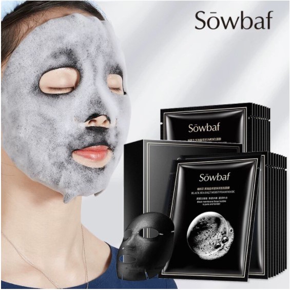 Mặt nạ sủi bọt SOWBAF thải độc Black Sea Salt Moist Foam Mask làm sạch lỗ chân lông mụn đầu đen giá tốt