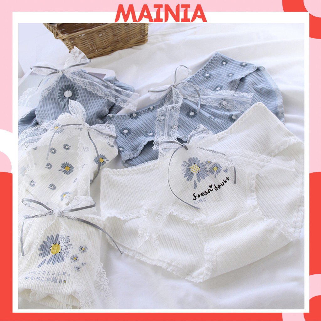 [Có M, Bigsize] Quần Lót Nữ Cotton 5 Kiểu Dễ Thương Họa Tiết Hoa Cúc Quần Chíp Nữ Cotton Cao Cấp Loại 1 Mainia Shop