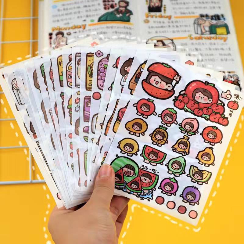Sticker cute hình dán vintage anime hộp 100 tấm trang trí mũ bảo hiểm sổ dễ thương blackpink bts bullet journal TOGU