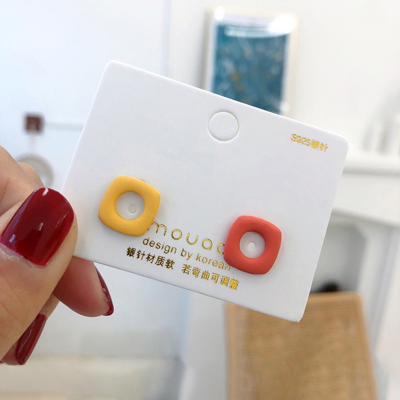 Khuyên tai dáng vuông màu sắc đơn giản thời trang sang trọng cho nữ