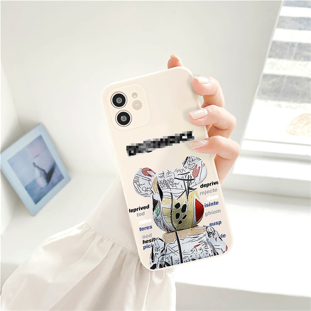 Ốp lưng iphone Gấu Brick cạnh vuông chống sốc ip 6splus/7/7plus/8/8plus/x/xr/xs/11/12/pro/max/plus/13promax e136