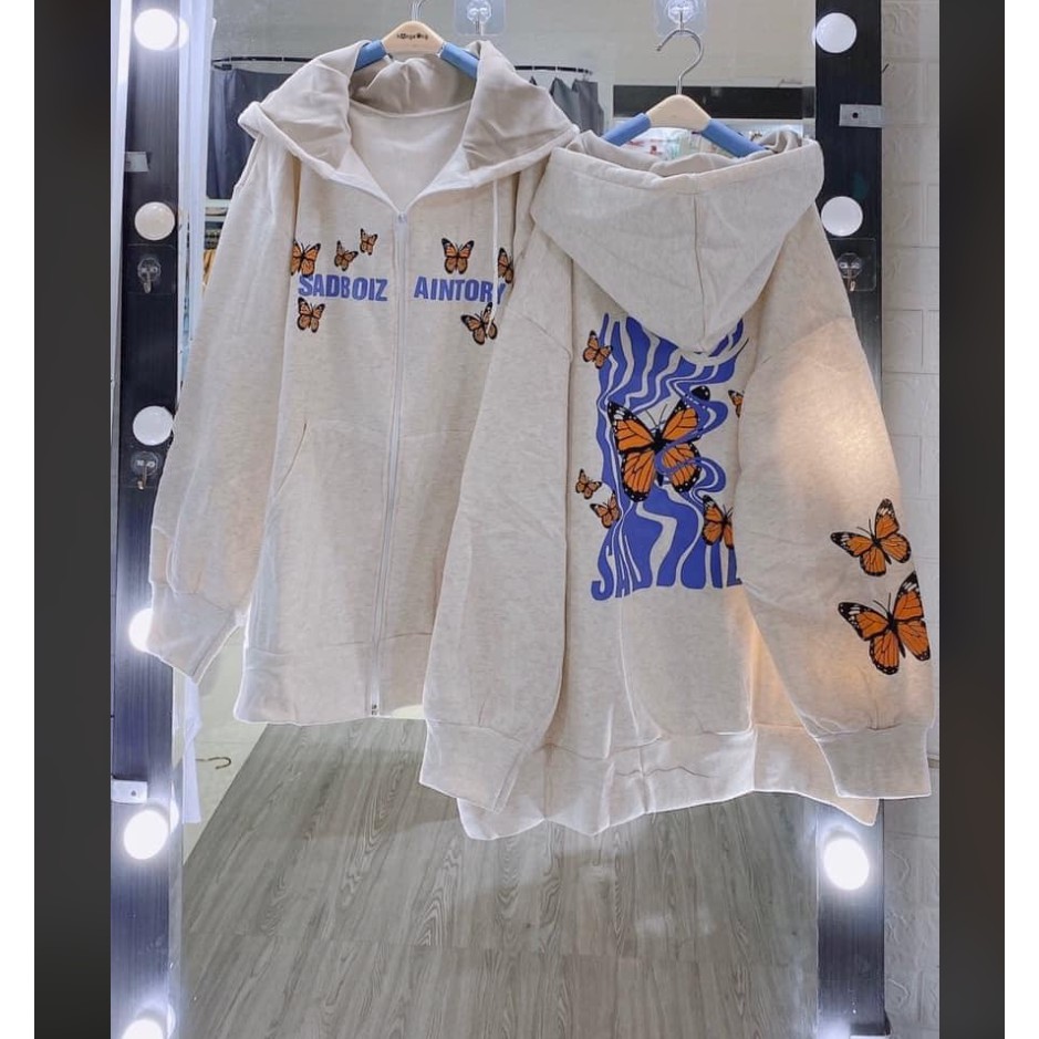 Áo hoodie bướm - thụng mũ 2 lớp tay bồng - Tặng giấy thơm - A3 | BigBuy360 - bigbuy360.vn