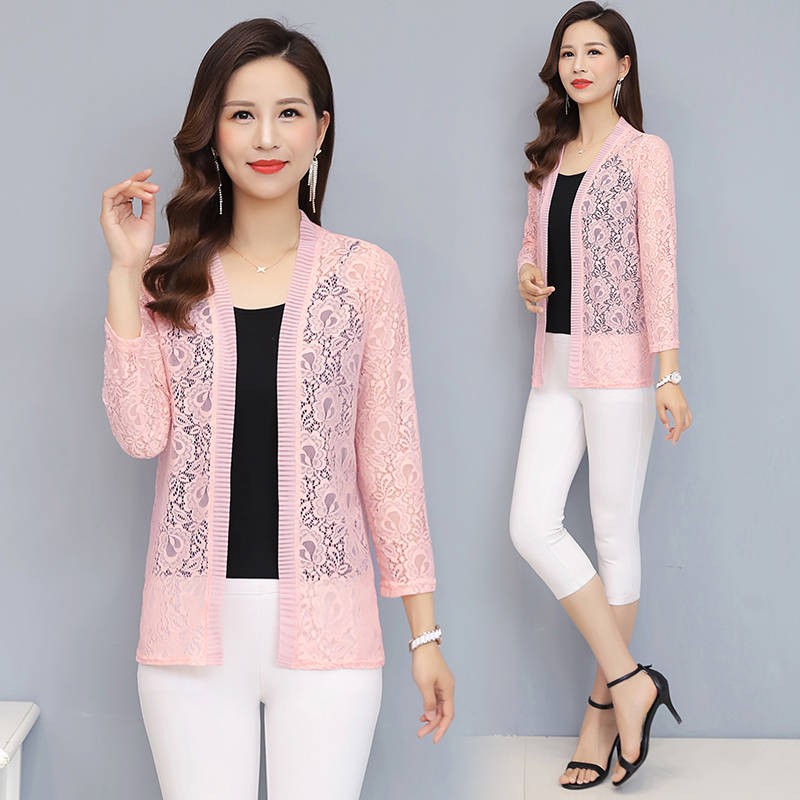 Áo khoác ren mỏng dáng dài size lớn cho nữ thời trang mới