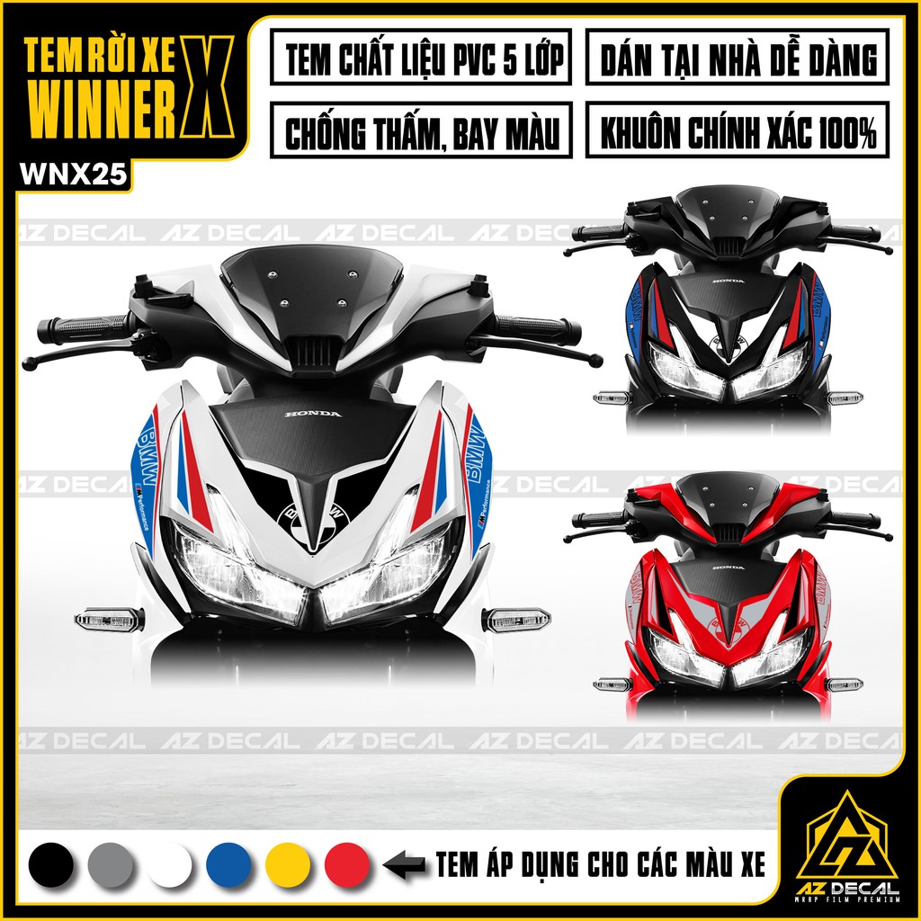 Tem Xe Winner X Mẫu BMW RR | WNX25 | Tem Xe Chống Nước, Chống Bay Màu, Decal Cắt CNC Khuôn Sẵn