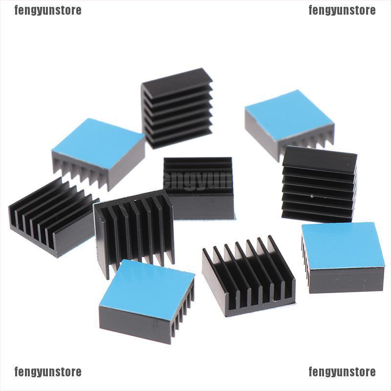 Set 10 Miếng Tản Nhiệt Bằng Nhôm Màu Đen 14x14 X 6mm