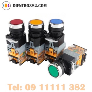 Nút nhấn nhả, nhấn giữ màu xanh, đỏ, vàng không đèn và có đèn phi 22 cml la39-11, cml la38-11t, cml la39-11d