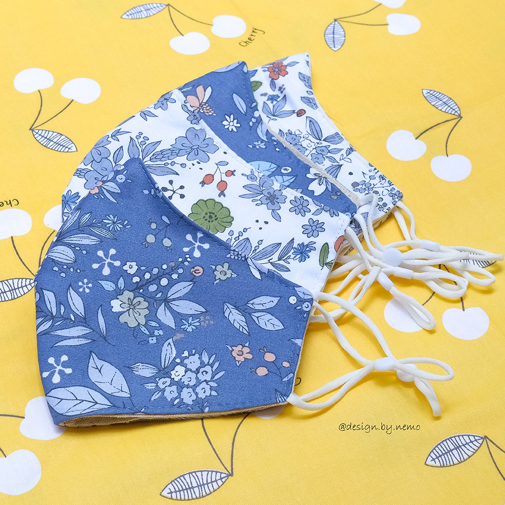 Khẩu Trang Vải Nemo Hoa Mùa Hè, có nút tăng giảm dây dễ điều chỉnh - KTHTX2M