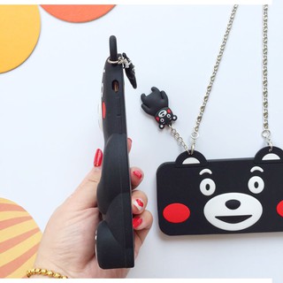 Ốp lưng iphone Gấu Kumamon + móc khóa + dây đeo