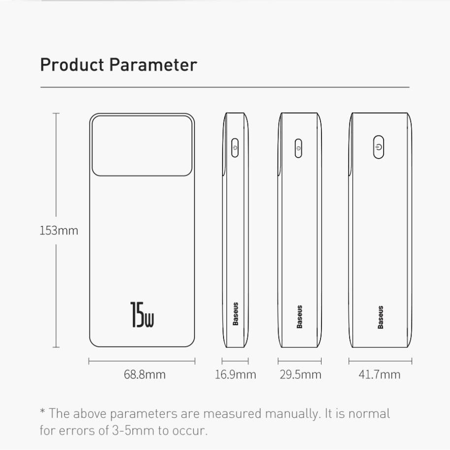 Sạc dự phòng Baseus hỗ trợ sạc nhanh cho các thiết bị chạy hệ điều hành Android/iOS 30000mAh/20000mAh/10000mAh