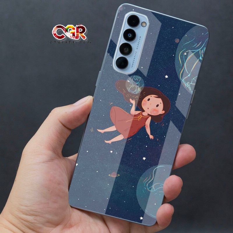 Ốp lưng OPPO RENO4/RENO 4 PRO/RENO 5/RENO 6/6Z mặt kính hoa tiết Bắt mắt