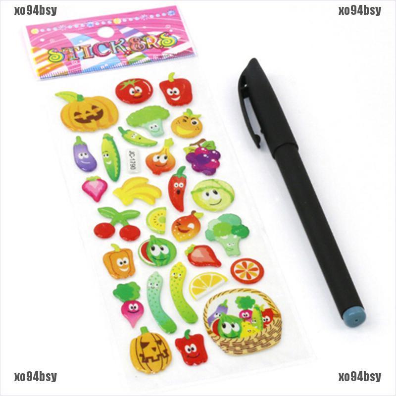 [xo94bsy]5 Sheets Cute Cartoon Scrapbooking Bubble Puffy Stickers Reward Kids Gi