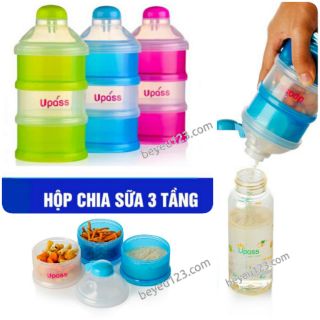 Hộp đựng sữa bột 3 ngăn có nắp lật UP8009NH