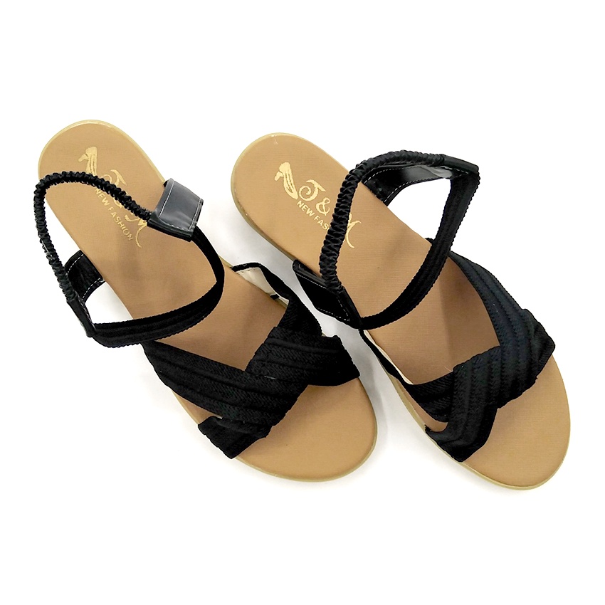 Giày sandal nữ đi học thông dụng Maia - quai thun chéo phối da - đế cao 3cm đi êm chân, thoải mái MA5811