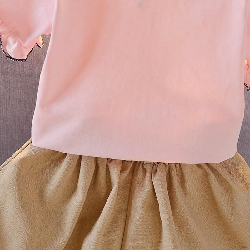 Set áo thun tay ngắn &amp; quần short cho bé gái