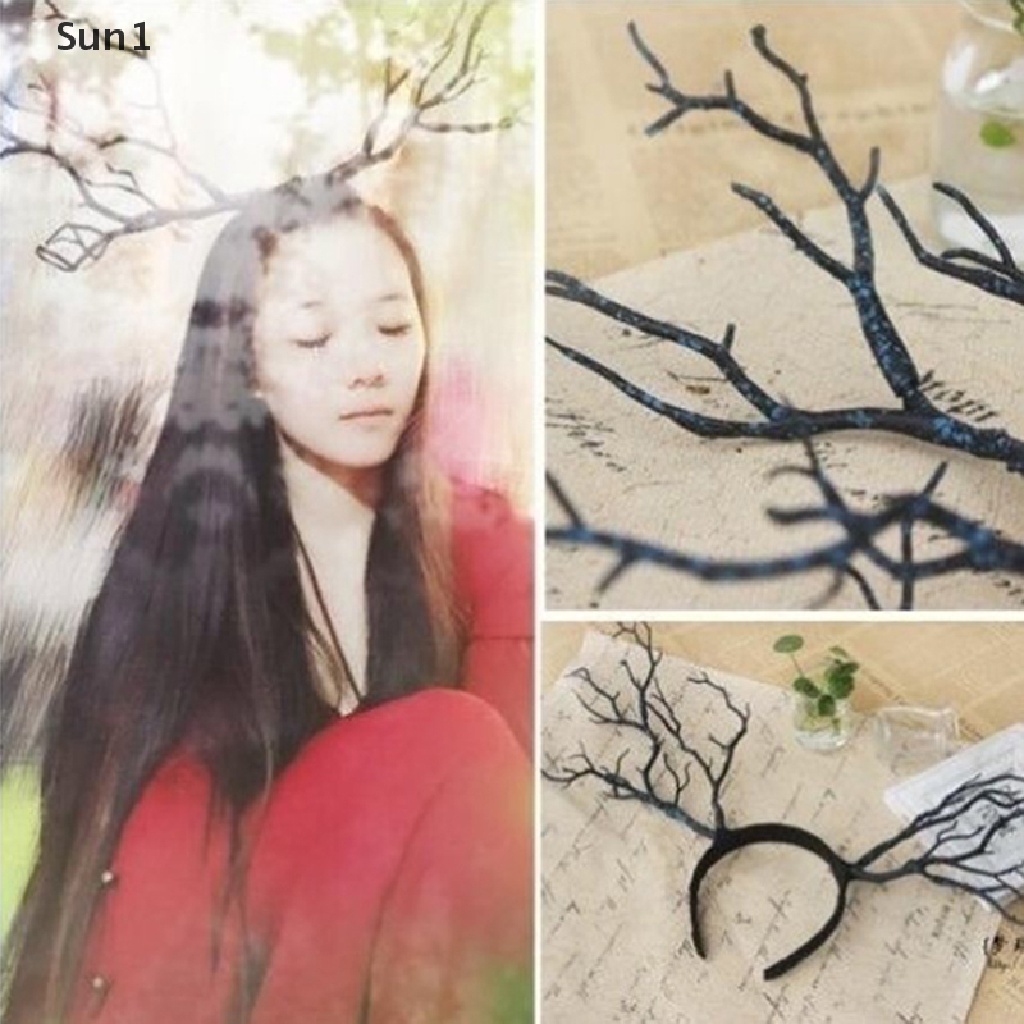 Sun1 &gt; Băng Đô Cài Tóc Hình Nhánh Cây / Tuần Lộc / Cây Thông Dụng Cụ Làm Đẹp Chất Lượng Cao