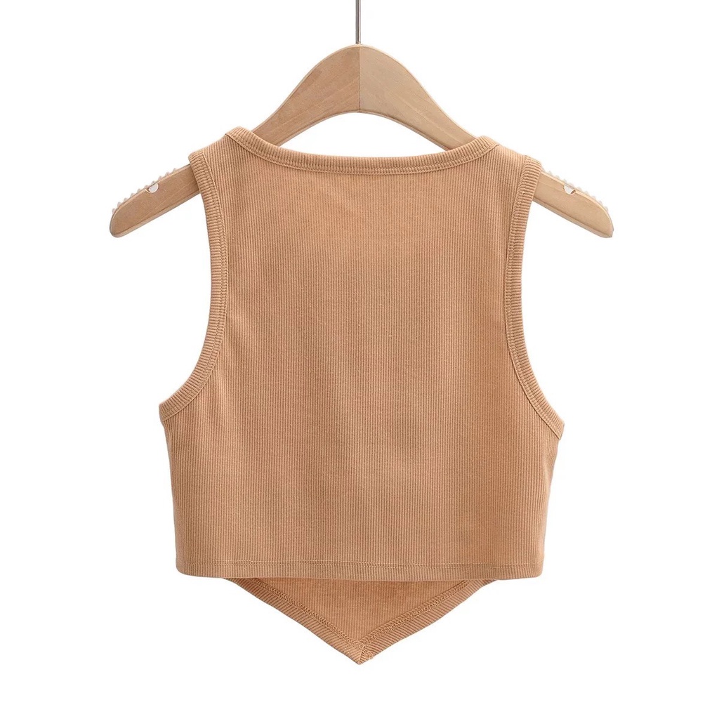 Áo Croptop Ba Lỗ Ôm Body Cổ Tròn Vạt Nhọn, Thiết Kế Form Chuẩn Ôm Dáng Siêu Xinh B6