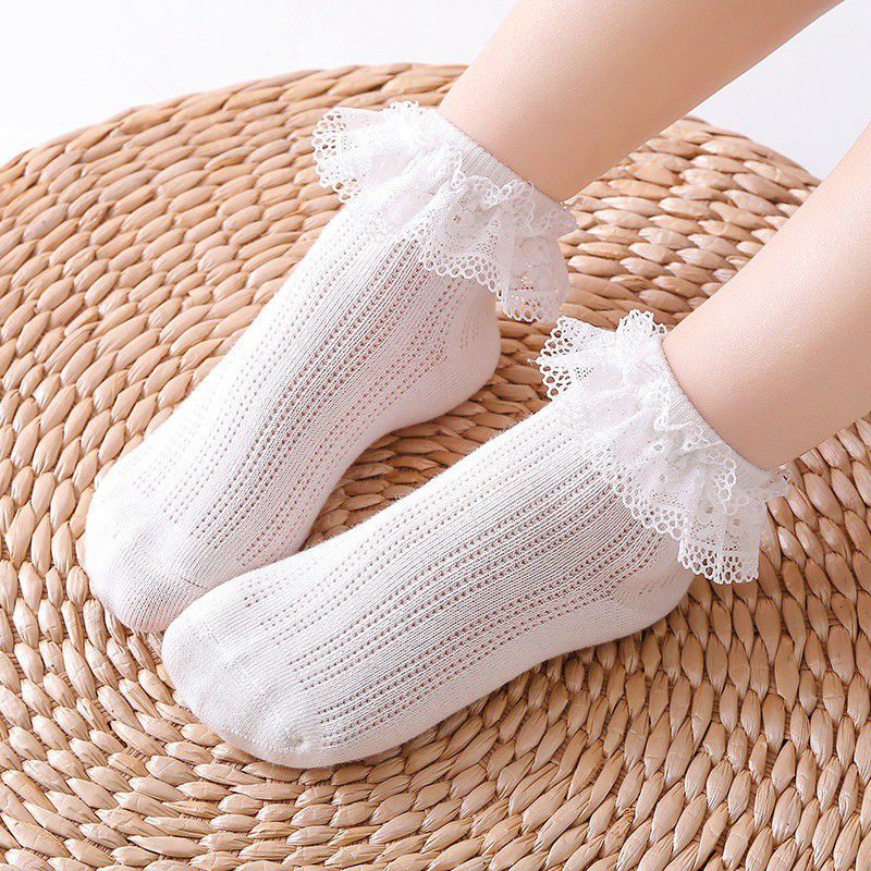 Vớ trẻ em bằng cotton ren lưới thoáng khí phong cách công chúa