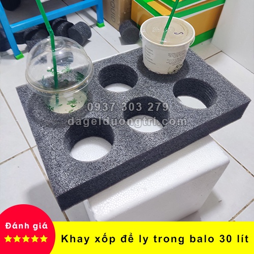 Khay xốp để ly trà sữa - cafe trong túi giữ giao hàng 30 Lít - Kích thước 20cm x 30cm x 5cm ( dài - rộng - cao)