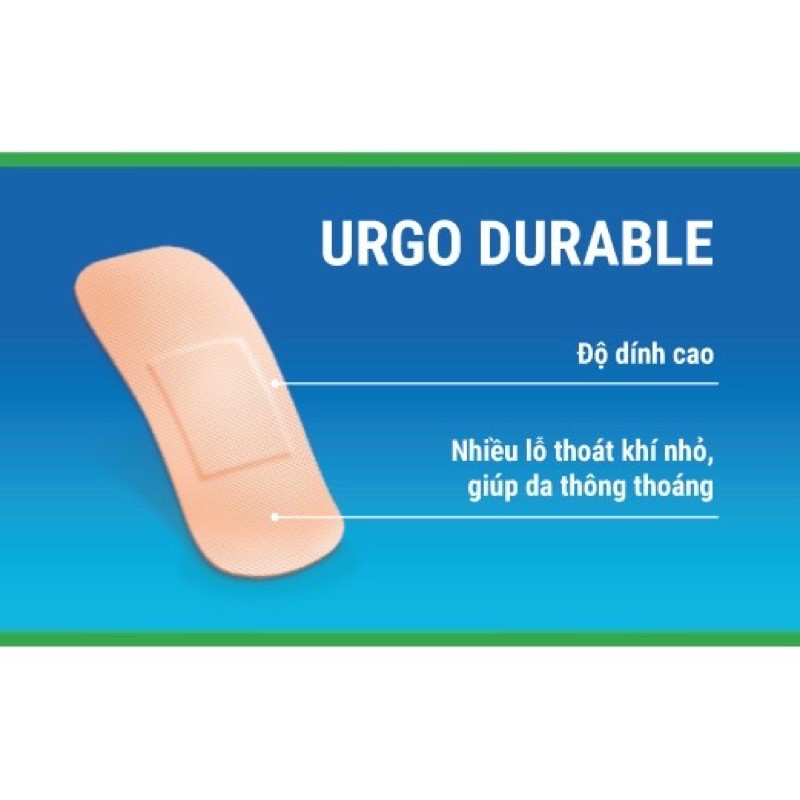 băng cá nhân vải độ dính cao Urgo Dủable hộp 102 miếng