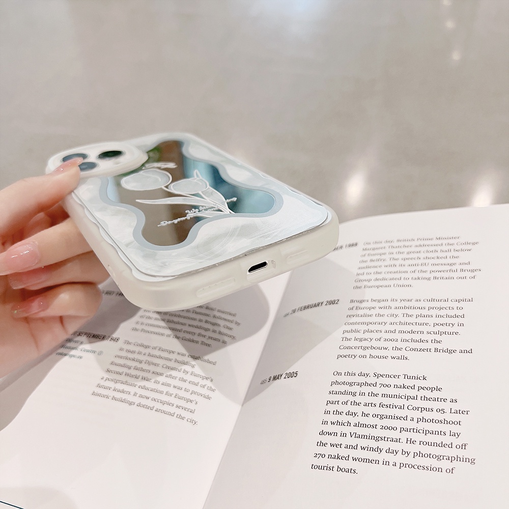 Ốp Điện Thoại Tráng Gương Chống Sốc In Họa Tiết Hoa Cho iPhone 11 12 13 Pro max mini XS max xr 7 8 se2020 plus