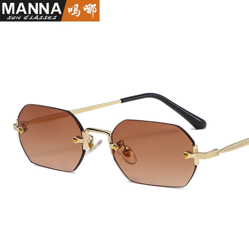 Kính Mát Tròng Vuông Không Gọng Chống Tia UV400 Phong Cách Retro Chất Lượng Cao Cho Nữ