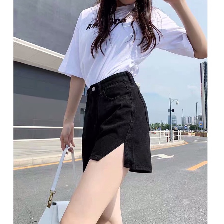 Quần Shorts Jean Nữ Xẻ Gấu Cá Tính TDSHOP Quần Shorts Bò Lưng Cao Một Khuy Cao Cấp Hottrend