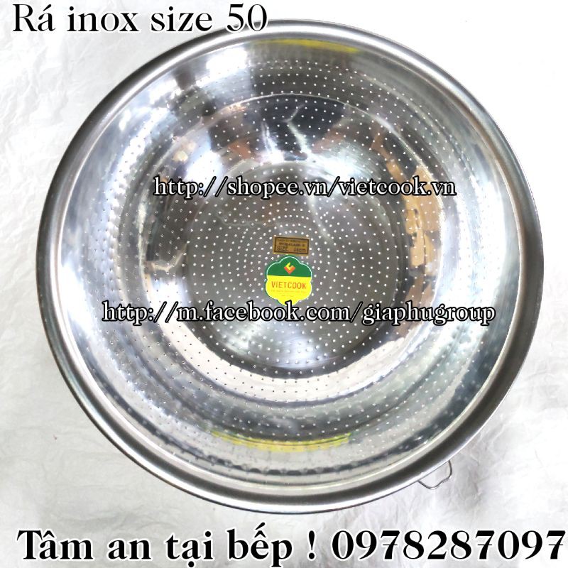 [CHÍNH HÃNG] Rá inox size 50 cm Vietcook loại dầy, rá, rổ inox vo gạo inox cao cấp Vietcook