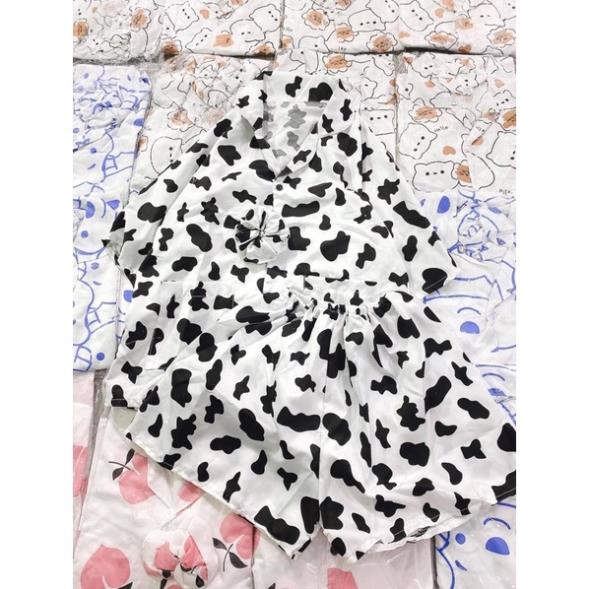 Bộ Pijama Hình Cộc Tay Nữ Tặng Kèm Dây Buộc Tóc Scruncies,Bộ Đồ Mặc Nhà Siêu Kute Ulzzang Hot Hit(Ảnh Thật)