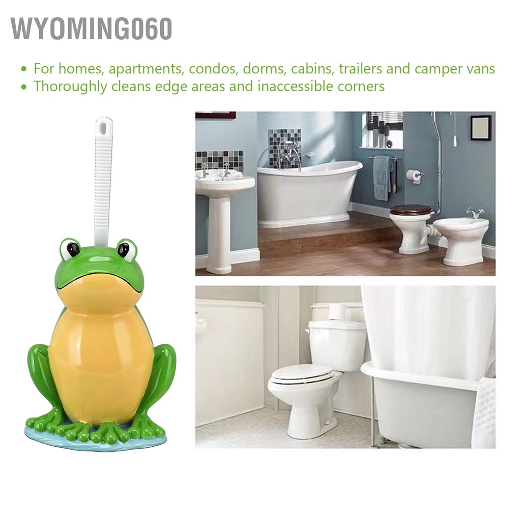 Wyoming060 Bàn chải vệ sinh hình con ếch phòng tắm sáng tạo với giá đỡ Bộ bàn nhà đứng