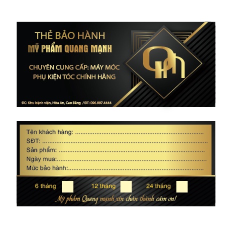 In thẻ bảo hành kích thước 9x5.5cm, giấy C300 dày dặn đẹp. Thiết kế mẫu riêng inbox shop