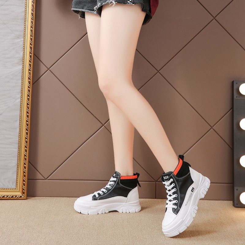 Giày Boot Nữ canvas Thiết Kế Thời Trang Trẻ Trung, Năng Động Cá Tính ,Đế Độn Giúp Tăng Chiều Cao Phiên bản Hàn Quốc