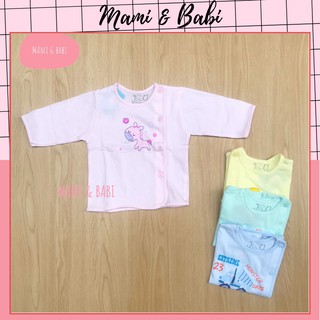 Áo Sơ Sinh Cho Bé Tay Dài Màu Kiểu Cúc Lệch JOU BABY