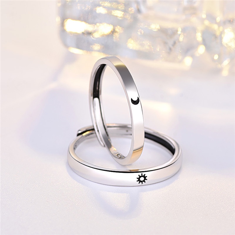 Bộ Nhẫn Đôi Màu Bạc Hình Mooon Thời Trang