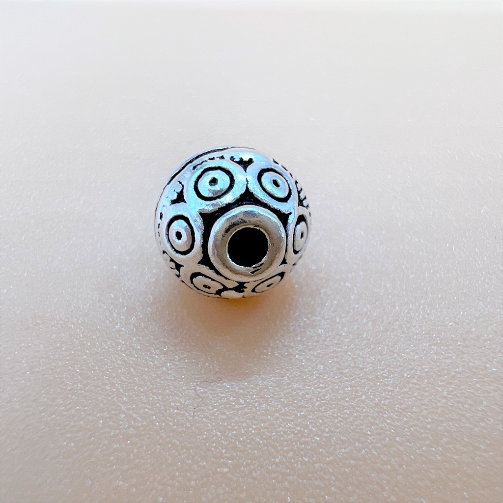 Charm nối hình đĩa bay có hoa văn - Charm Bạc 925 - Mã CA726