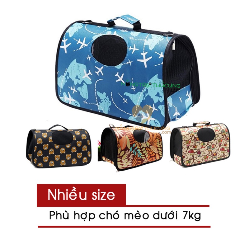 Túi vận chuyển chó mèo họa tiết cho bé dưới 7kg