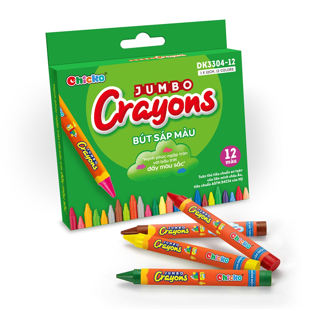 Bút Sáp Màu Duka Jumbo Crayons (12 Màu) DK 3304 - 12